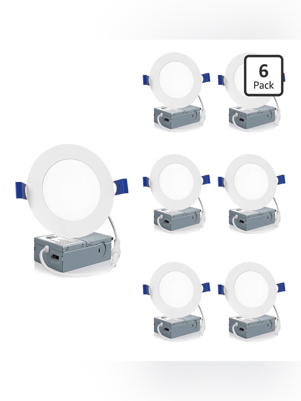 New in box Meconard 6 Pack 4 Inch LED Recessed Ceiling Light with Junction Box